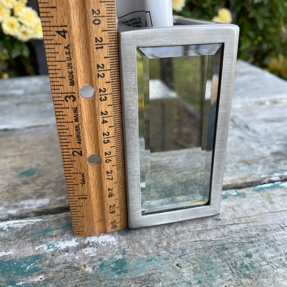Silver mirror toothbrush holder